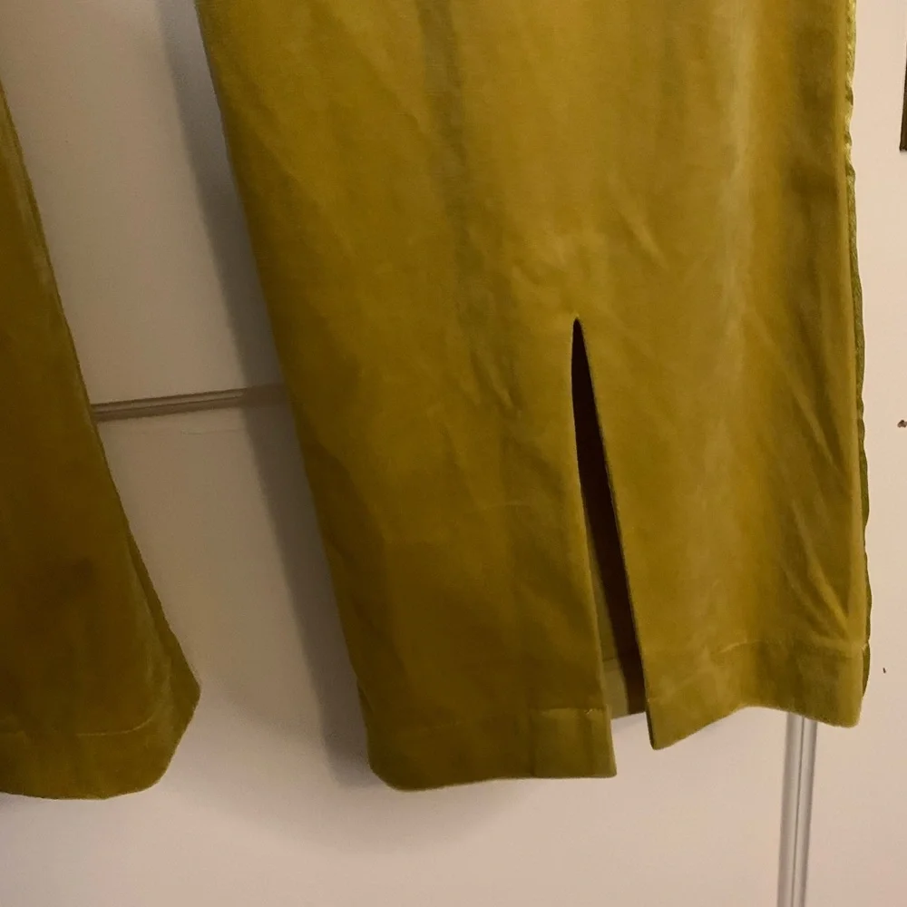NWT Anthropologie Avec Les Filles Split-Front Mustard Velvet Pants, Womens Sz 16